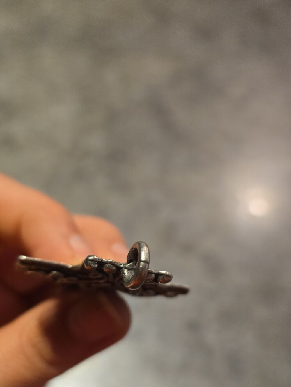 Ornate Marcie Pewter Cross Pendant with Textured Detail - Picture 4 of 8